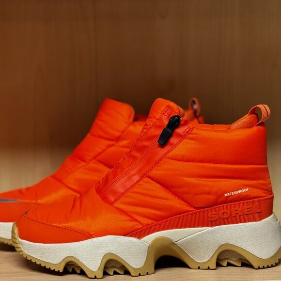 Sorel Women Orange Waterproof Kinetic Impact Bootie size 7 NWT zipper front puff - Picture 6 of 9